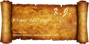 Klupp József névjegykártya